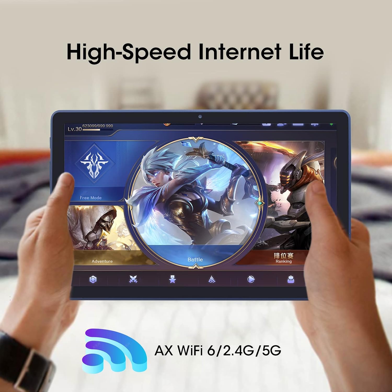 CWOWDEFU Tablet 10 inch Android 11 Tablet PC 5G WiFi 6 Tabletas 32GB ROM Tablette 1332x800 IPS HD Touch Screen Kids Tablets 10+ Inch (Blue)
