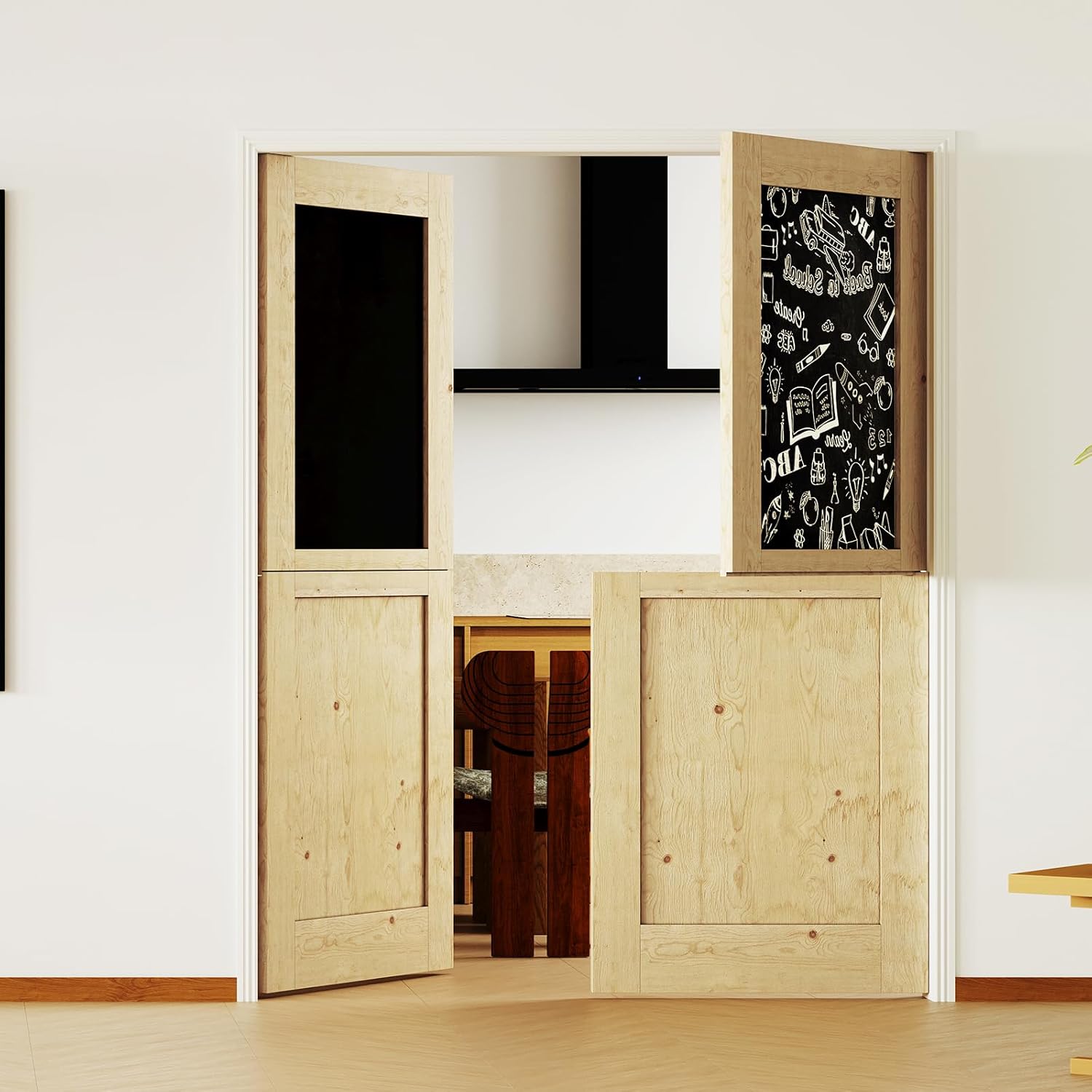 36" x 80" Pantry Doors, 9-Lite Frosted Glass Split Single Dutch Door Slab, Modern Style Farmhouse Closet Doors, Natural Pine Wood(Hinges Not Include)