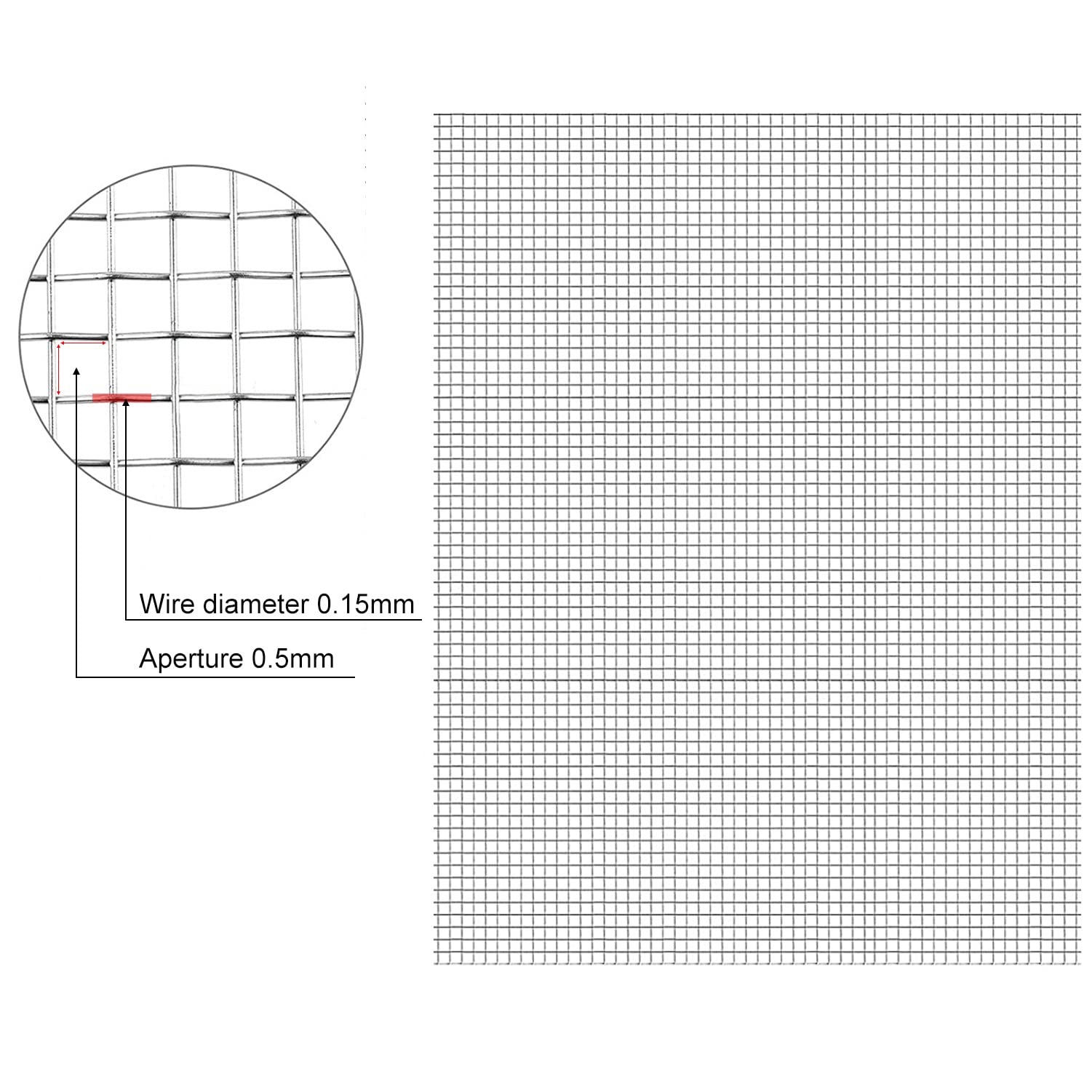 Kostki do uprawy roślin z wełny， Siatka metalowa 40 oczek - otwór 0,5 mm, odporna na korozję, siatka do zwalczania gryzoni i owadów(1.2x4m)