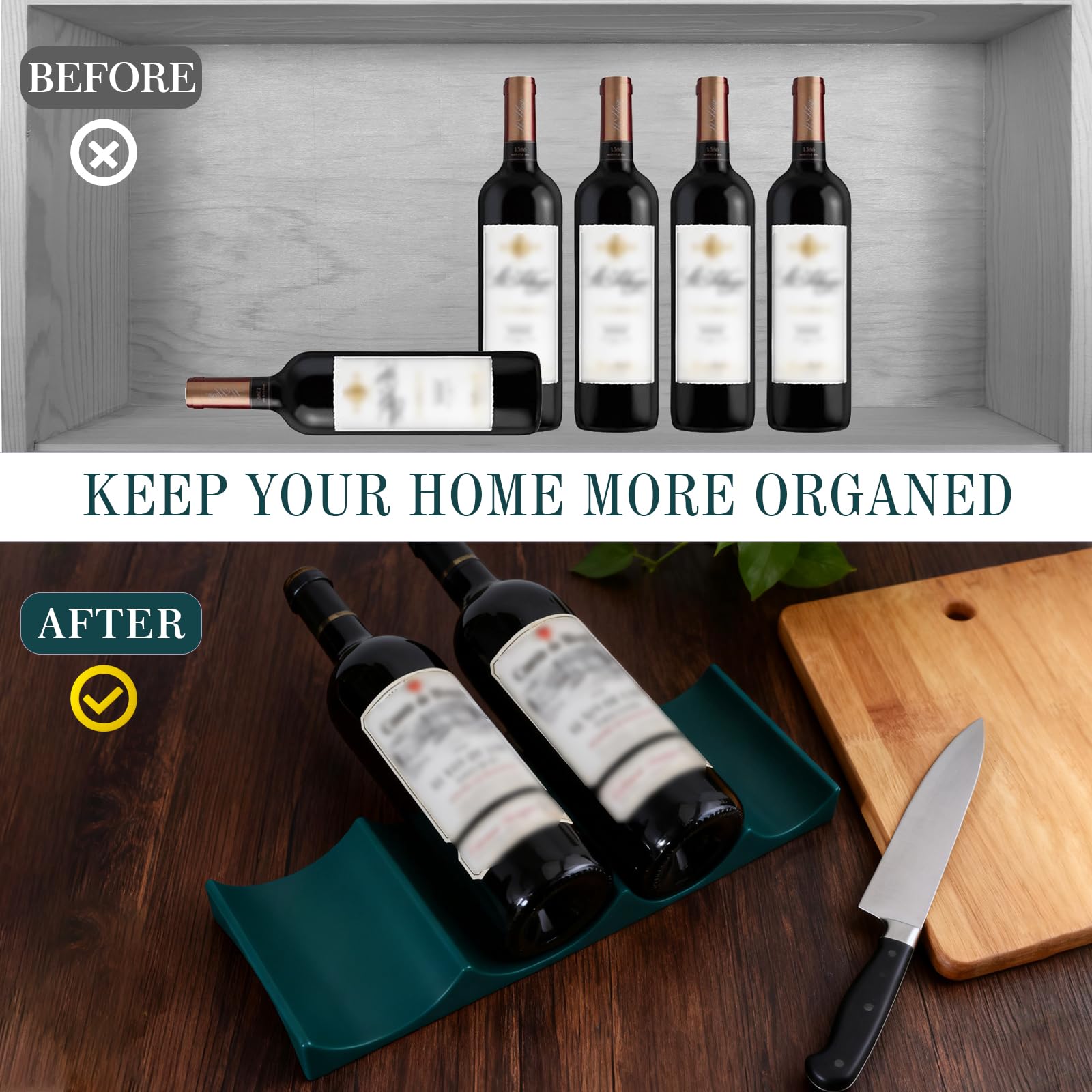 YiliYa 3 Piezas Botellero Nevera, Botellero Apilable, Soporte para Botellas de Vino de PláStico, Organizador de Botellas, Nevera, para Cocina, Frigorífico, Encimera, Despensa