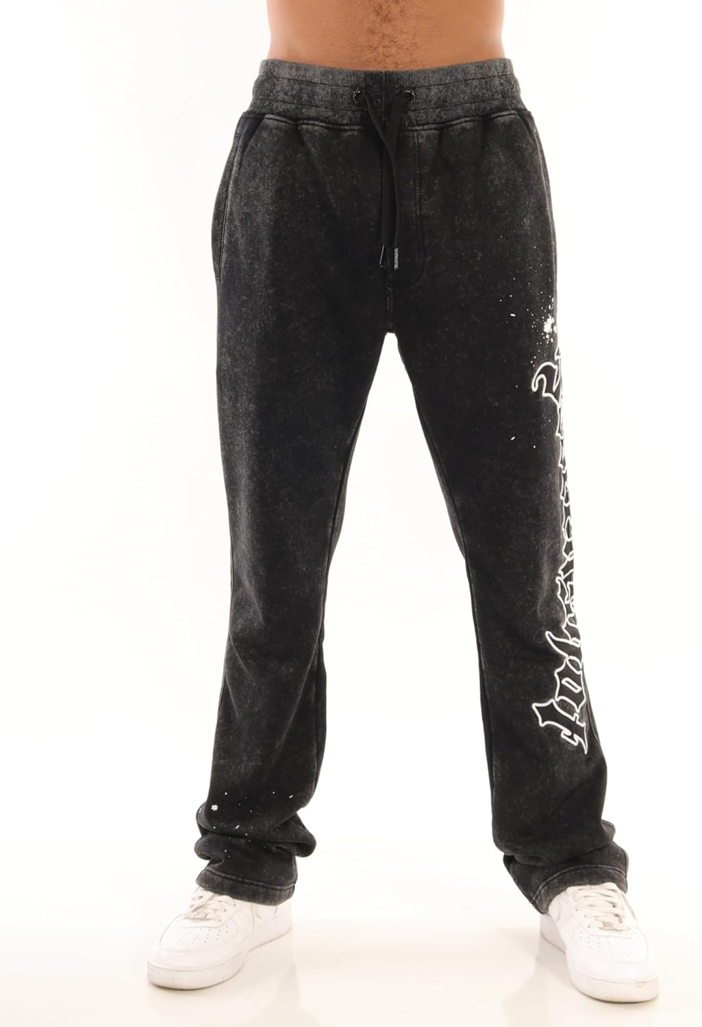 SCREENSHOT-Fleece Pants 5202 Mens Streetwear Urban Stack Fit Fleece Pants - NYC Street Fashion Sweatpants Ribbed Wasteband - Image 2