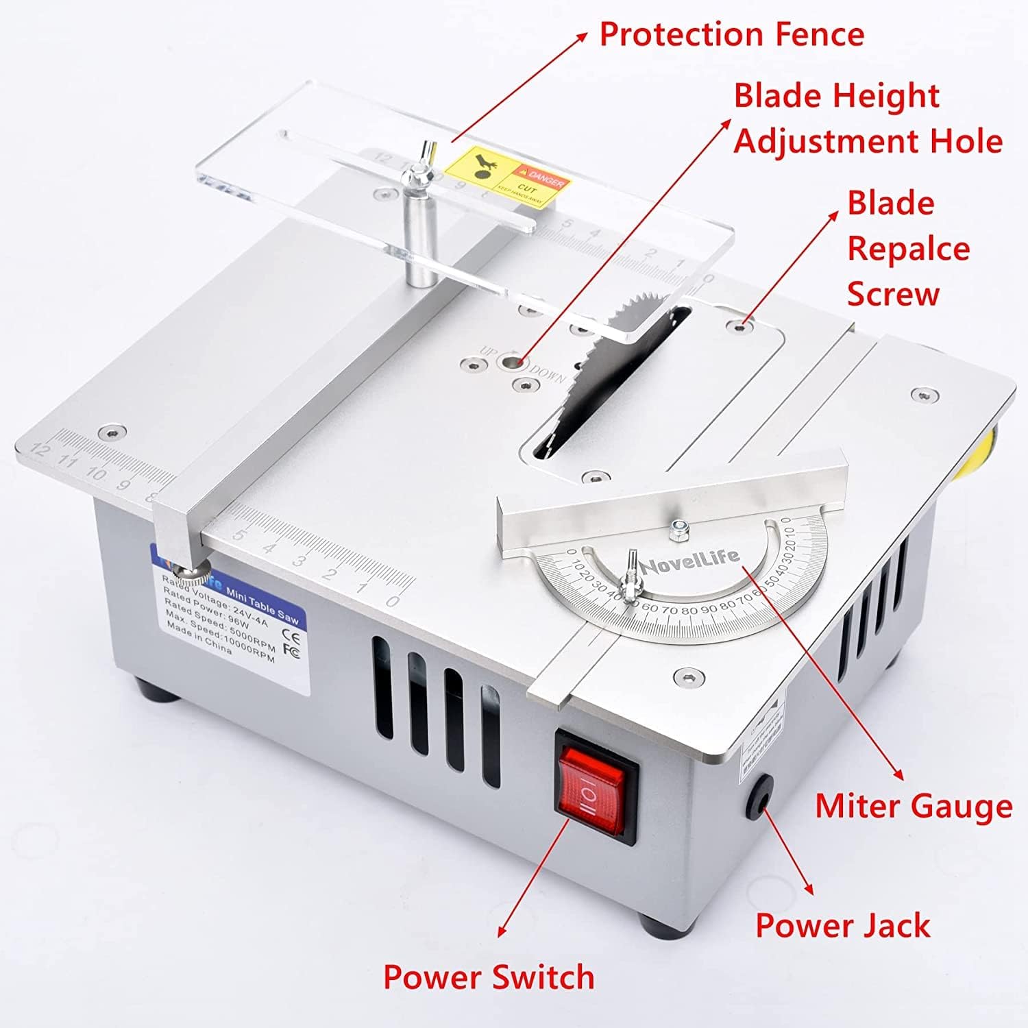 Mini Table Saw, Upgrade Multifunctional Table Saw Micro Precision Desktop DIY Woodworking Chainsaw for Handmade Wooden Model Crafts, Metal, Plastic Cutting (WHITE)
