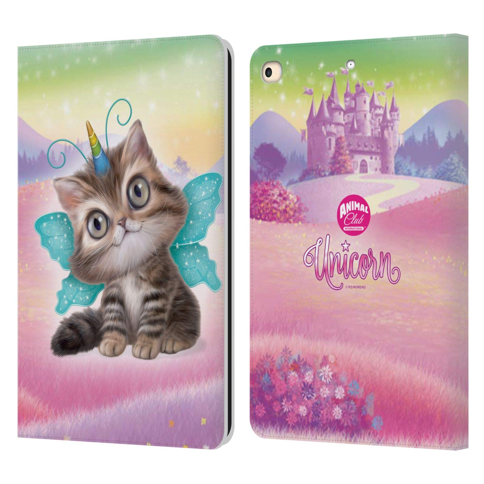 Étui iPad 9.7 2017 chat licorne housse portefeuille cuir avec support - 7