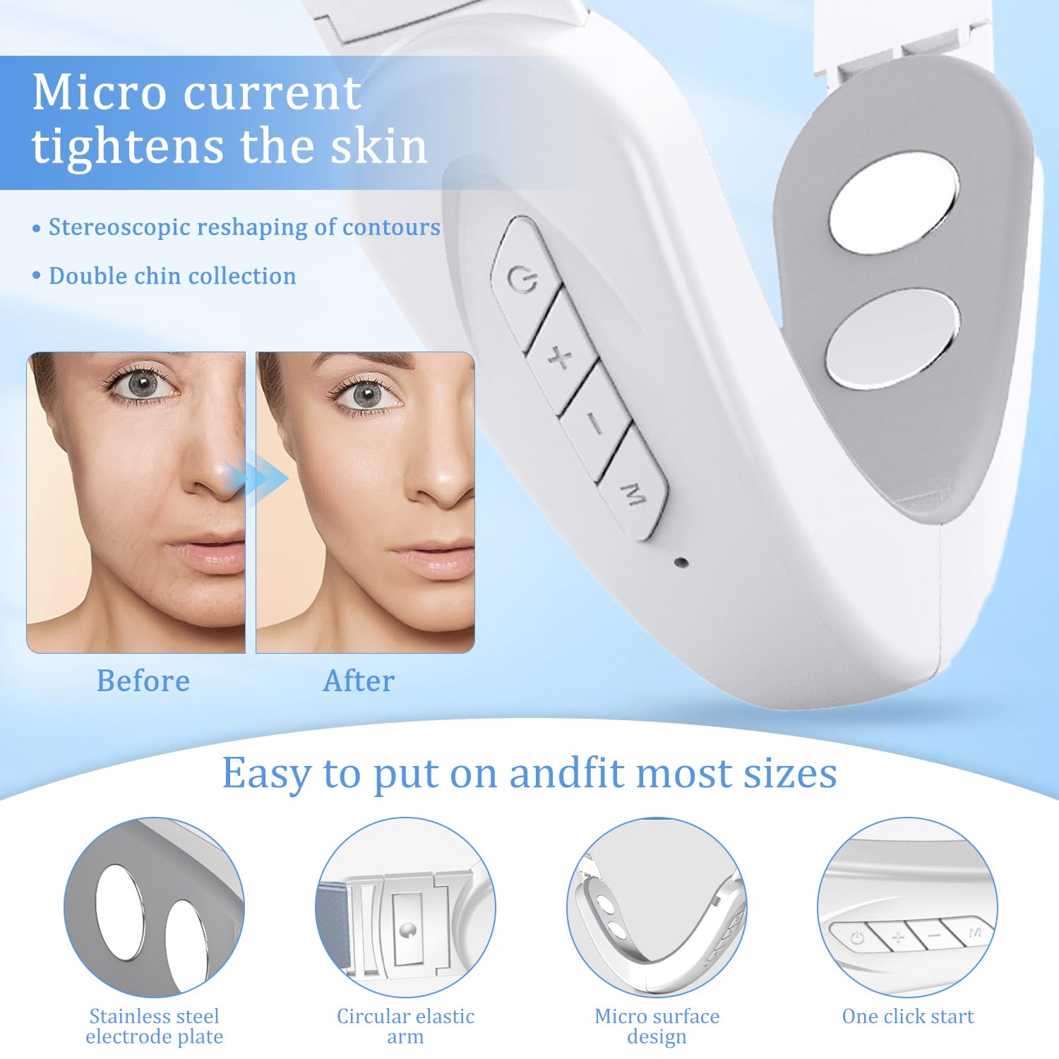Electric V Face Beauty Meter, 6 Modes Microcurrent V Shape Face 