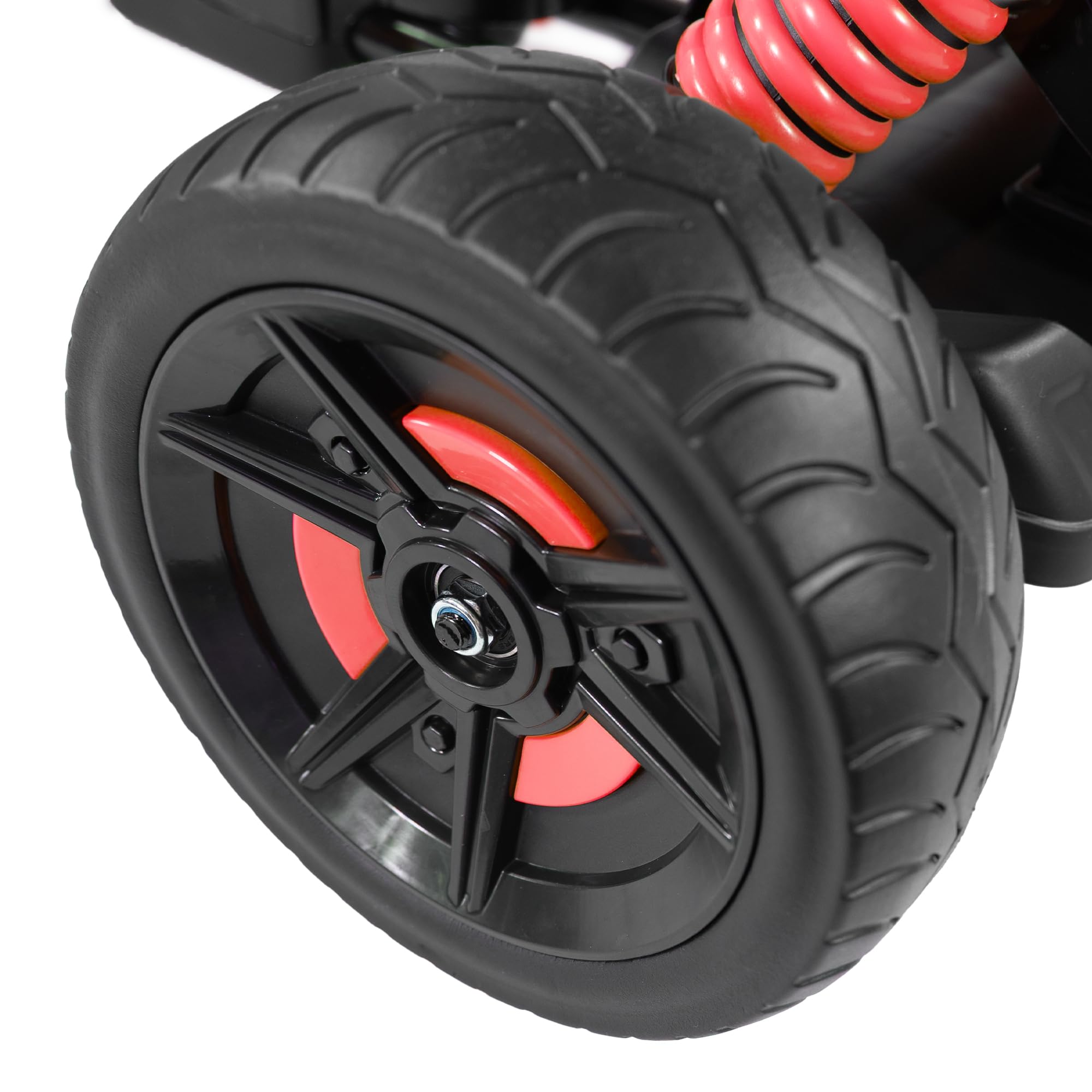 Lemodo Go Kart Tretfahrzeug – Kinderfahrzeug mit Handbremse und Deko-Stoßdämpfer, Tretauto für Kinder ab 3 Jahre, GoKart Pedalfahrzeug, Outdoor-Fahrzeug mit Pedalantrieb (Kart rot)