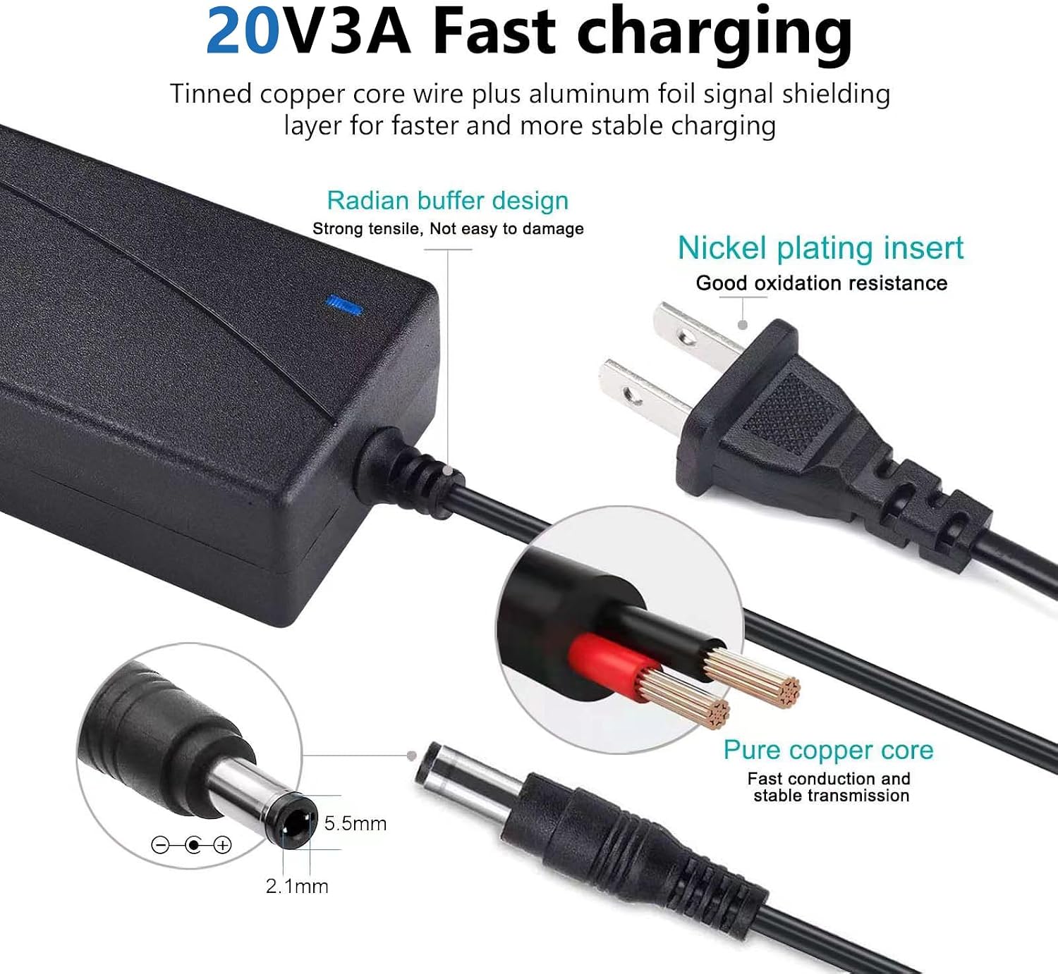 20v AC/DC Power Cord Charger for Theragun Elite, Theragun PRO G4, PRO G3, G3PRO, G3-PRO,G3 Percussive Massager Muscle Gun Stimulator Handheld Deep Tissue Massage Gun Adapter Power Supply Cable image 4