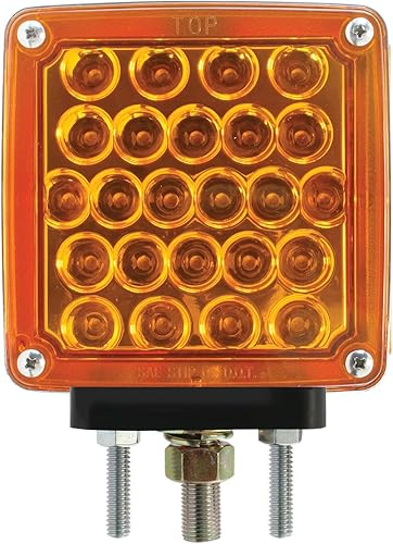 Miniatura 9 de GG Grand General 77623 Square 2 Face AmberRed Pearl LED Pedestal Light, lente transparente, lado del conductor