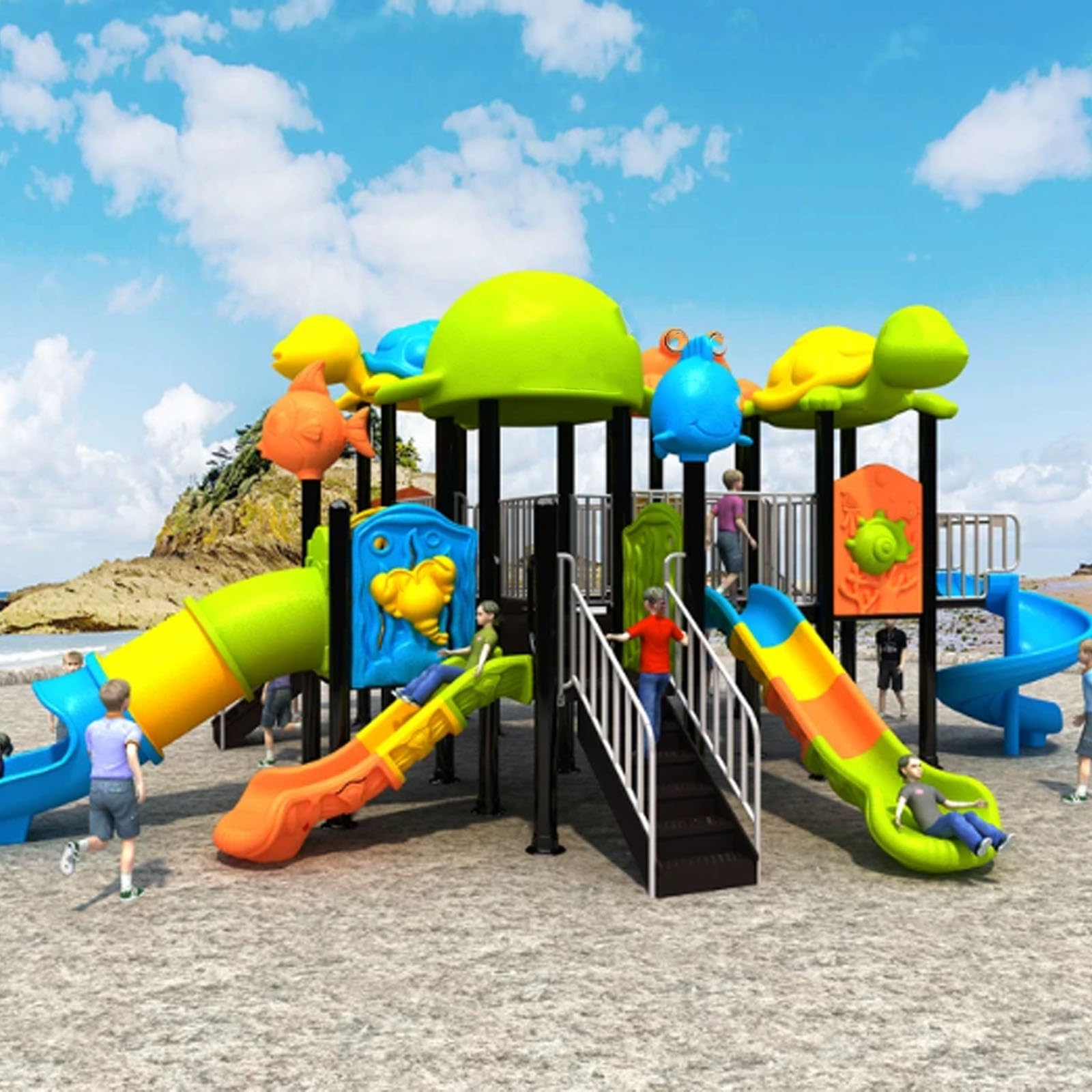 Large-Scale Kindergarten Slide, Indoor/Outdoor Residential Slide & Swing Set for Children, Outdoor Playground Equipment(A9)