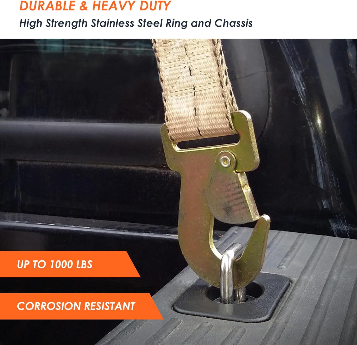 4 Pack Retractable Truck Bed Tie Down Anchors Compatible with 2015-2025 Ford F-150/2017-2025 Ford F250 F350 Super Duty&Ford Raptor - Image 3