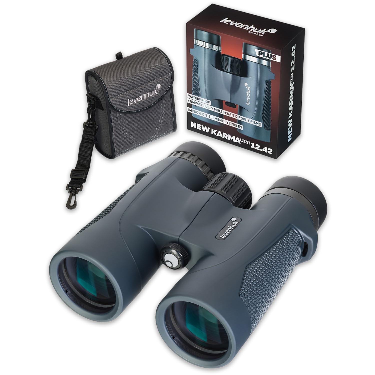 Levenhuk New Karma PLUS 12x42 — Binocolo per Adulti Proffesionale, Compatto, Potente con Prismi BaK4 e Lente FMC, A Lunga Distanza per Birdwatching Escursionismo e Caccia, Impermeabile