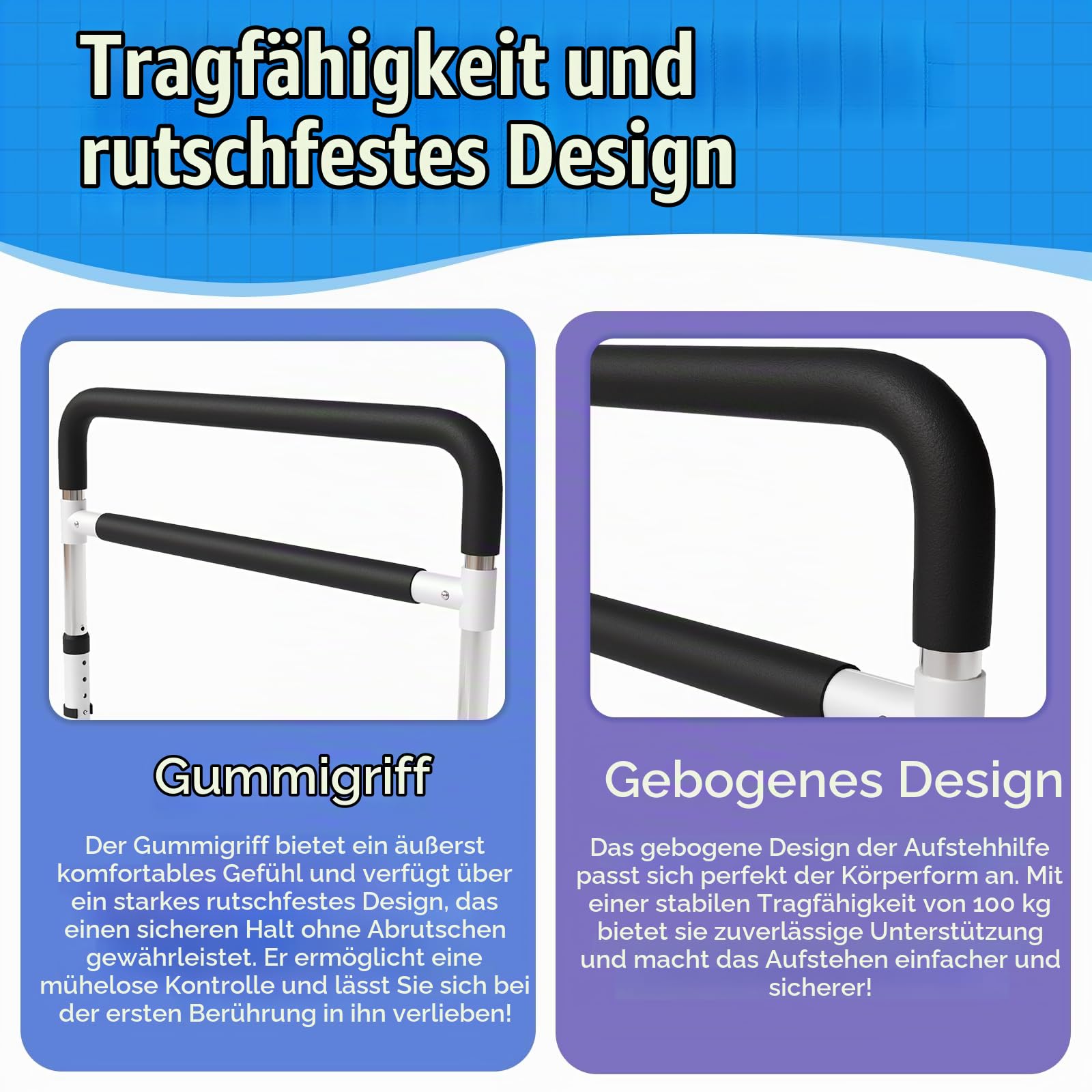 Aufstehhilfe Bett, Bettgitter für Erwachsene, Einstiegshilfe für das Bett, höhenverstellbare Haltegriffe für ältere Menschen, mit einfacher Installation.