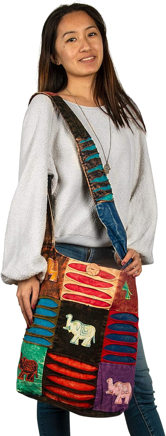 Patchwork Peacock Handmade Pink Cotton Hobo Crossbody Shoulder Bag Hipster Boho Women Sling - Image 3