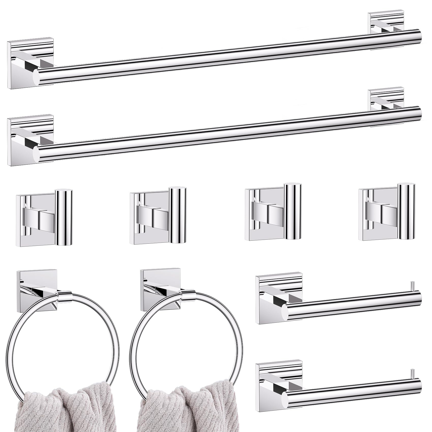 Matte Black Bathroom Hardware Set - 5 Piece Towel Bar -17