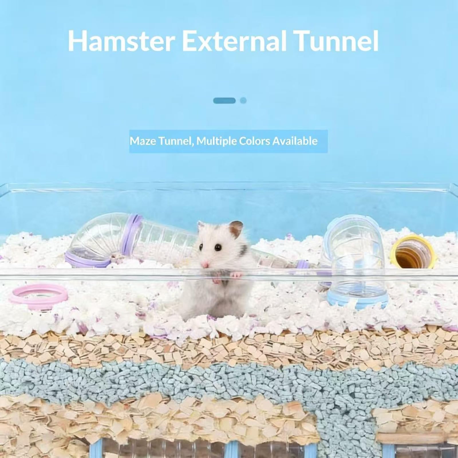 Túnel y kit de conexión para hámsters 2 juegos transparentes exteriores de plástico accesorios, cobayas y pequeños animales domésticos para ratón, hámster, rata y