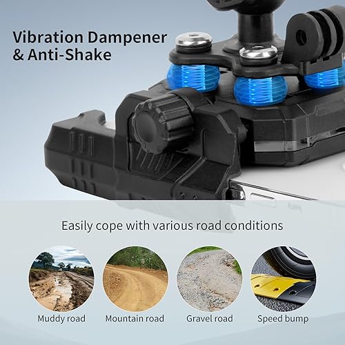Miniatura 4 de Soporte de teléfono para motocicleta con amortiguador de vibraciones, cabezal de bola doble ajustable de 360 y operación con una mano y ajuste