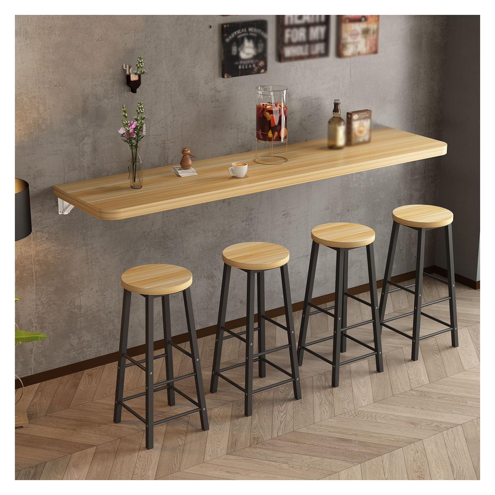 Table à manger pliante murale en bois pour gain de place