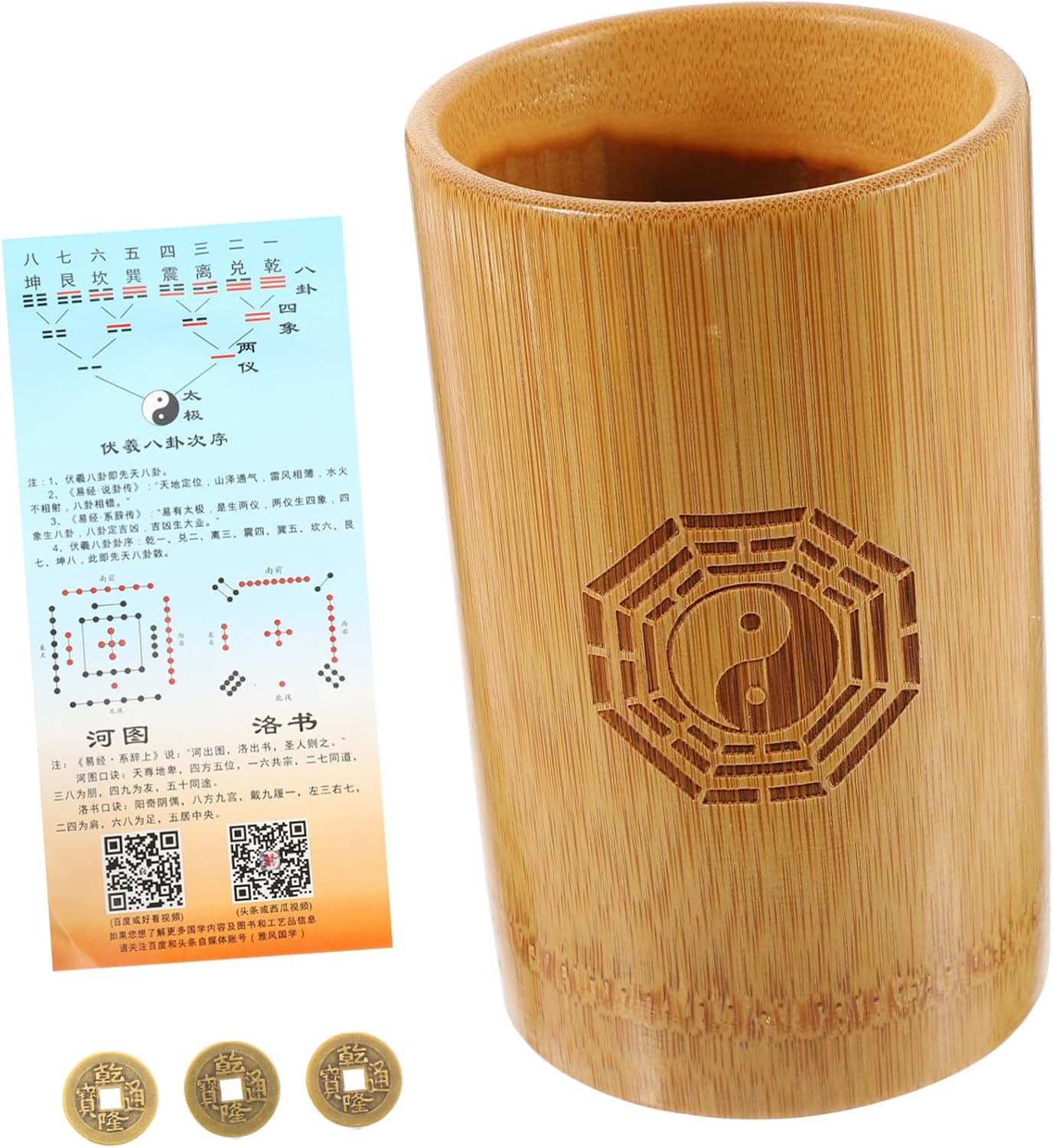 Fortune Pot Divination Game with Copper Coins and Bucket Professional Buddhist Divination Prop for Family Gatherings Home Decor Play Traditional Chinese Game Tool