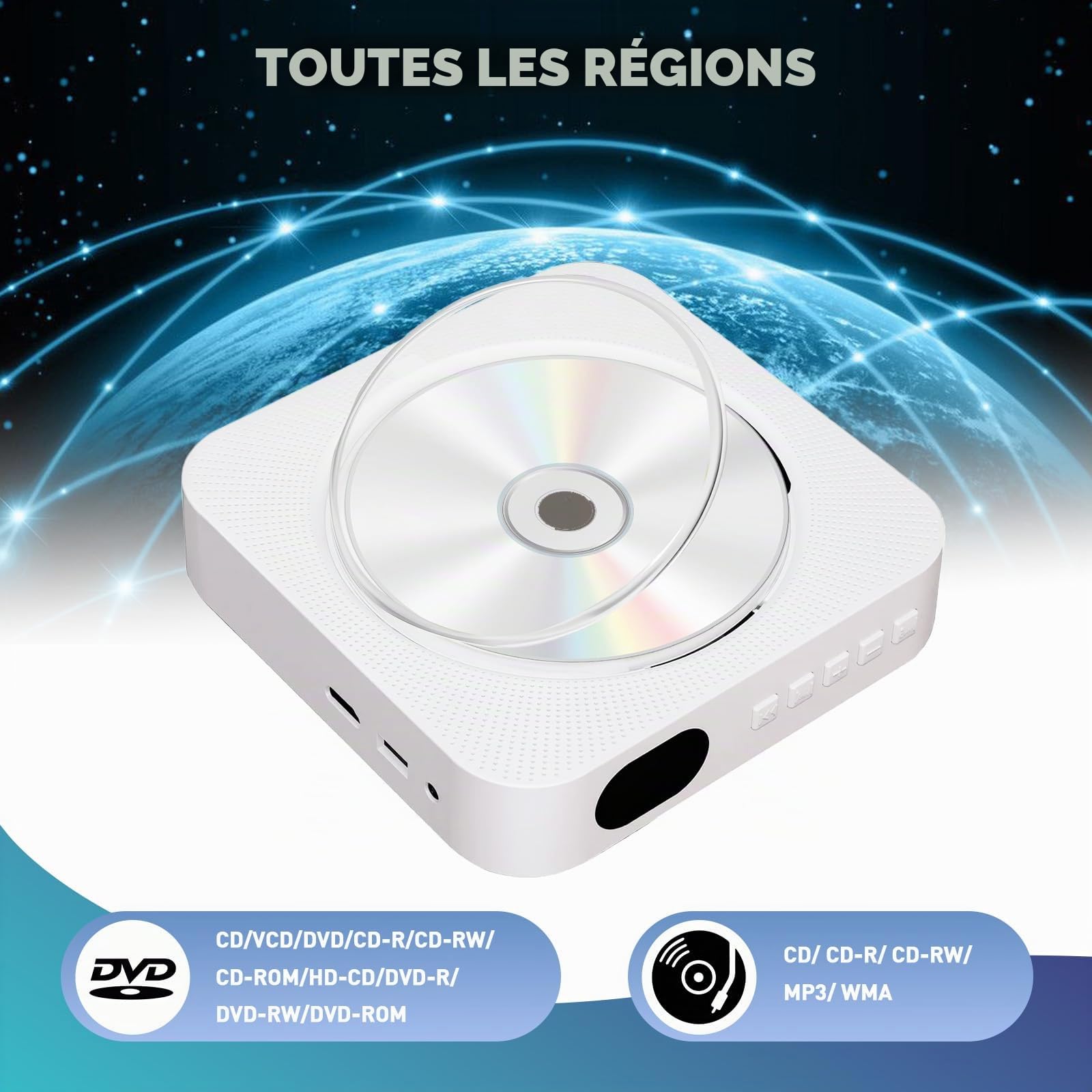Lecteur DVD TV et Lecteur CD avec Bluetooth