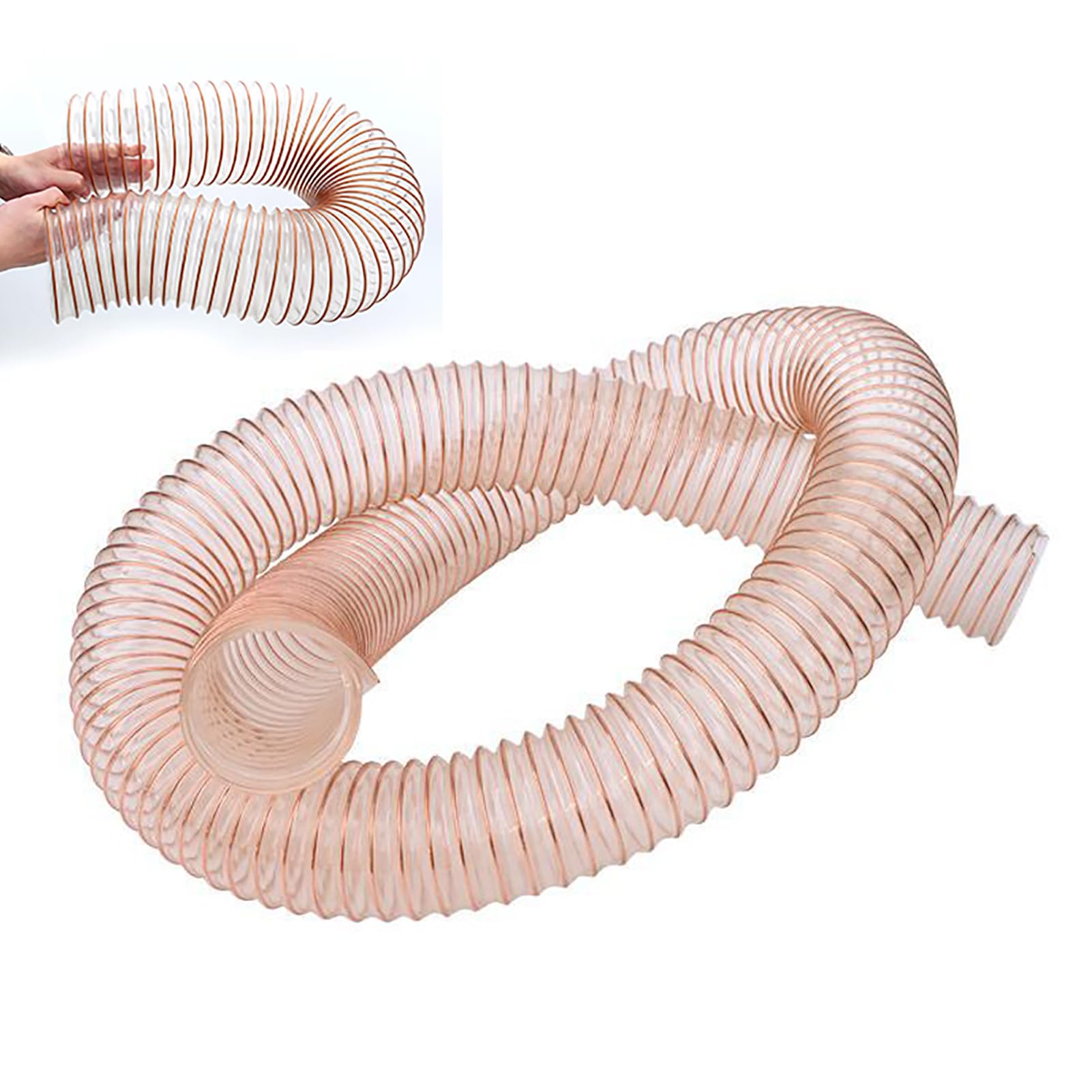 Manguera de recogida de polvo, manguera de vacío flexible resistente, manguera de extracción de desechos transparente de 3.3 pies, 325 mm de diámetro para sistemas de recogida de polvo y aspiradoras