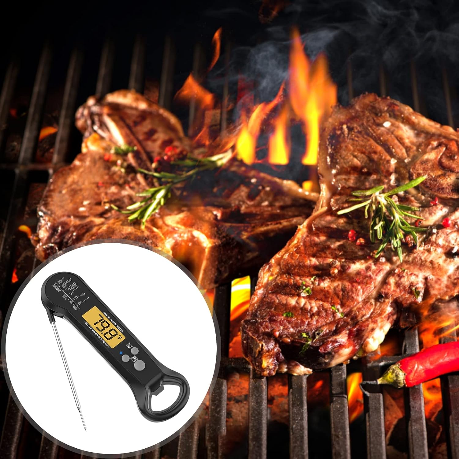 review GIFZES Digital Meat Thermometer for Cooking and Grilling,Kitchen Thermometer Waterproof Foldable Probe Instant Read Meat Thermometer A