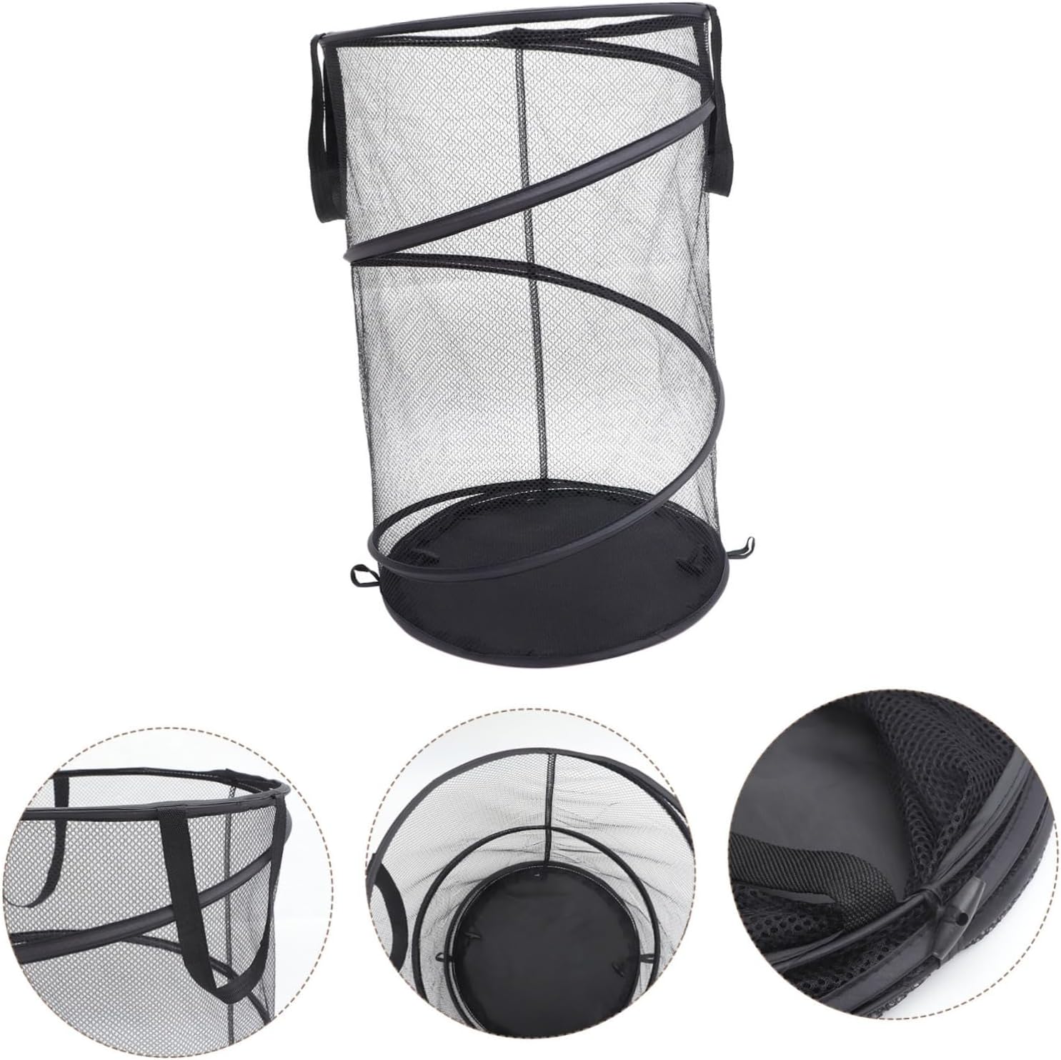 IMIKEYA Large Mesh Laundry Hamper with Handles Collapsible Household Storage Basket for Dirty Clothes Blankets and Portable Organizer for Bedroom Nursery Bathroom