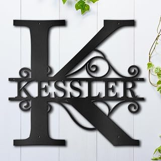 Custom Metal Signs | Metal Name Sign | Metal Wall Art | Split Letter Monogram Wall Decor | Metal Wall Art Last Name Sign | Family Name Sign | Personalized Wedding Gift | Outdoor Metal Sign Decor