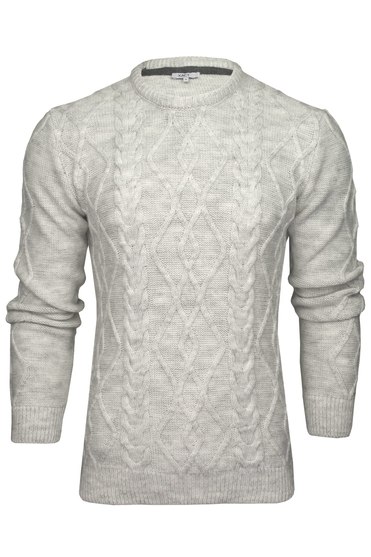 Xact Men's Winter White Cable Knit Crew Neck Jumper (Winter White) Xxl