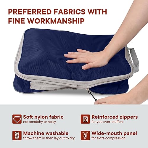 Miniatura 7 de TrendySupply Cubos de embalaje de compresión para viajes, cubos de embalaje y organizadores de viaje (4 azul liso)