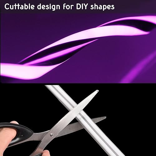 Miniatura 5 de DELight Tira de luces RGB de neón de 100 pies con sistema de canal en U de plástico de 2 pulgadas, 10 unidades, aplicación y control remoto, CA de