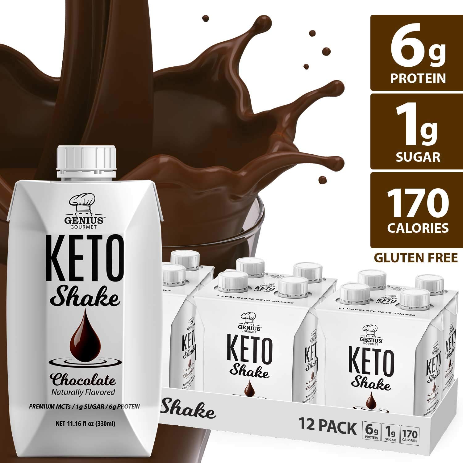 Genius Gourmet All Natural Keto Shakes Ready to Drink Low Carb Keto