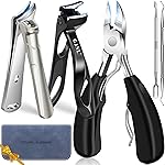 Toenail Clippers for Thick Toenails, 2025 Stocking Stuffers for Men Dad, Heavy Duty Toenail Clippers for Ingrown Nails, Angled Head Toe & Slanted Nail Clipper