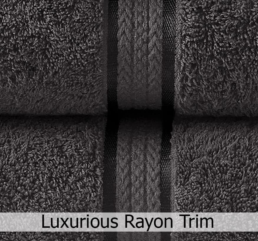 COTTON CRAFT Ultra Soft 6 Piece Towel Set - 2 Oversized Large Bath Towels,2 Hand Towels,2 Washcloths - Absorbent Quick Dry Everyday Luxury Hotel Bathroom Spa Gym Shower Pool - 100% Cotton - Charcoal