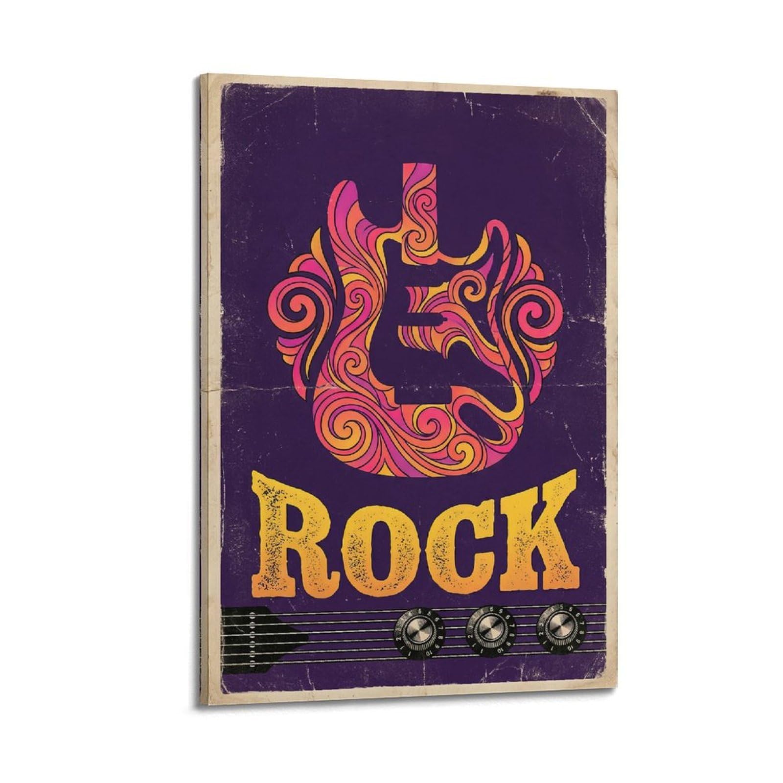 OKNGB Vintage 60s Vintage Rock Poster Psychedelic Electric Guitar Decorative Painting Canvas Art Picture 20x30inch(50x75cm)