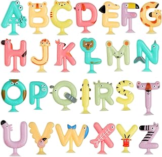 OFFCUP Suction Toys, 26 Letter Sucker Toy, Kids Bath Toys Sensory Suction Cup Building Toy Slicone Sucker Toys Sensory Toys for 3-8 Year Old Kids,Stress Release Toys Travel Toys Suction Cup Toys