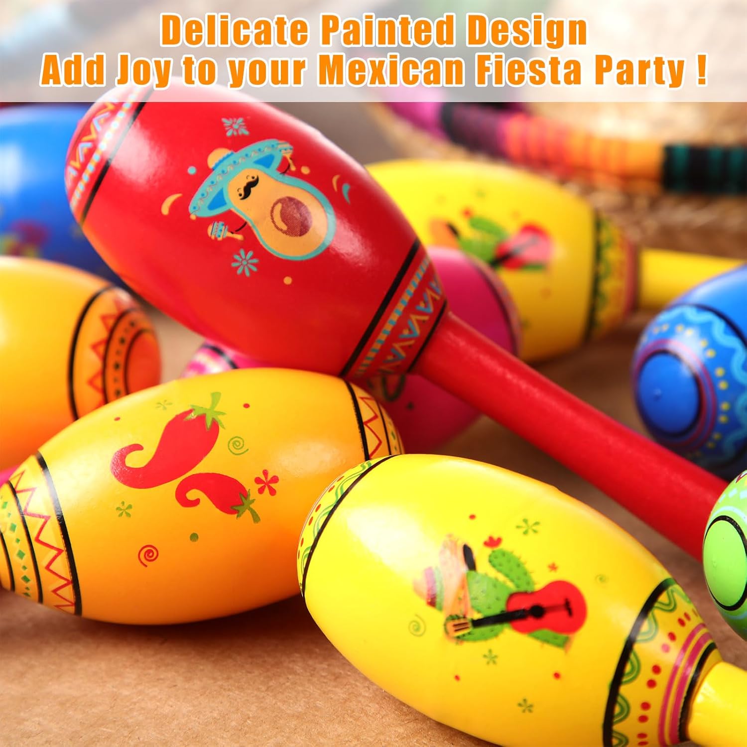 Arrowbash 18 Pcs Mexican Fiesta Party Favors Including 6 Donkey Piñata Mini Piñata and 12 Wooden Mini Maracas Cinco De Mayo Decor, Birthday Parties,Luau Party,Carnivals,Taco Tuesday Event