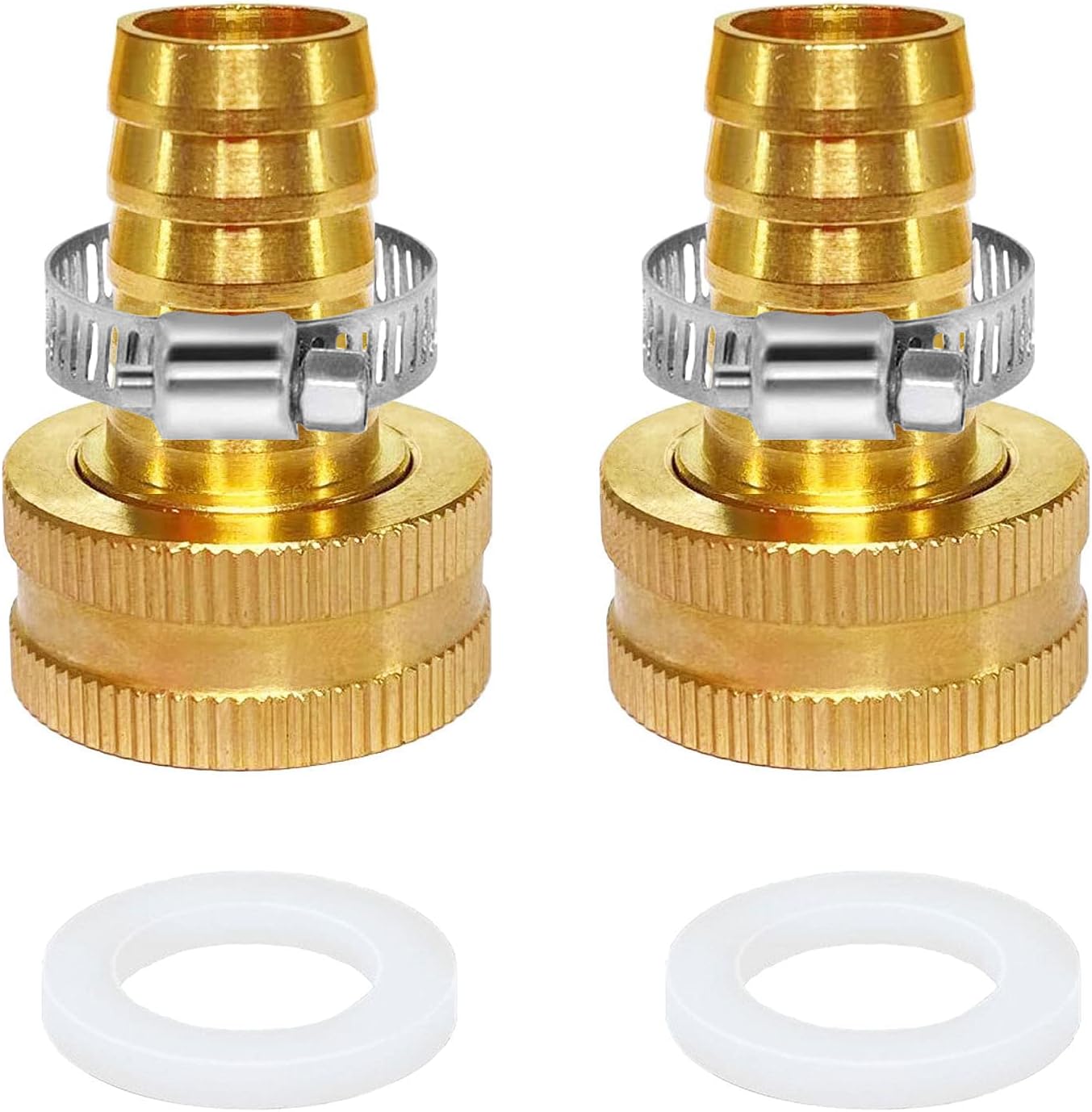 YOUHO Garden Hose Adapter Fitting 3/4 to 3/8 Hose Drip Irrigation Tubing to Faucet - Reusable Connector Fittings for Most Rain Bird, Orbit, Dig, Toro 3/8 Tubing x 3/4" GHT