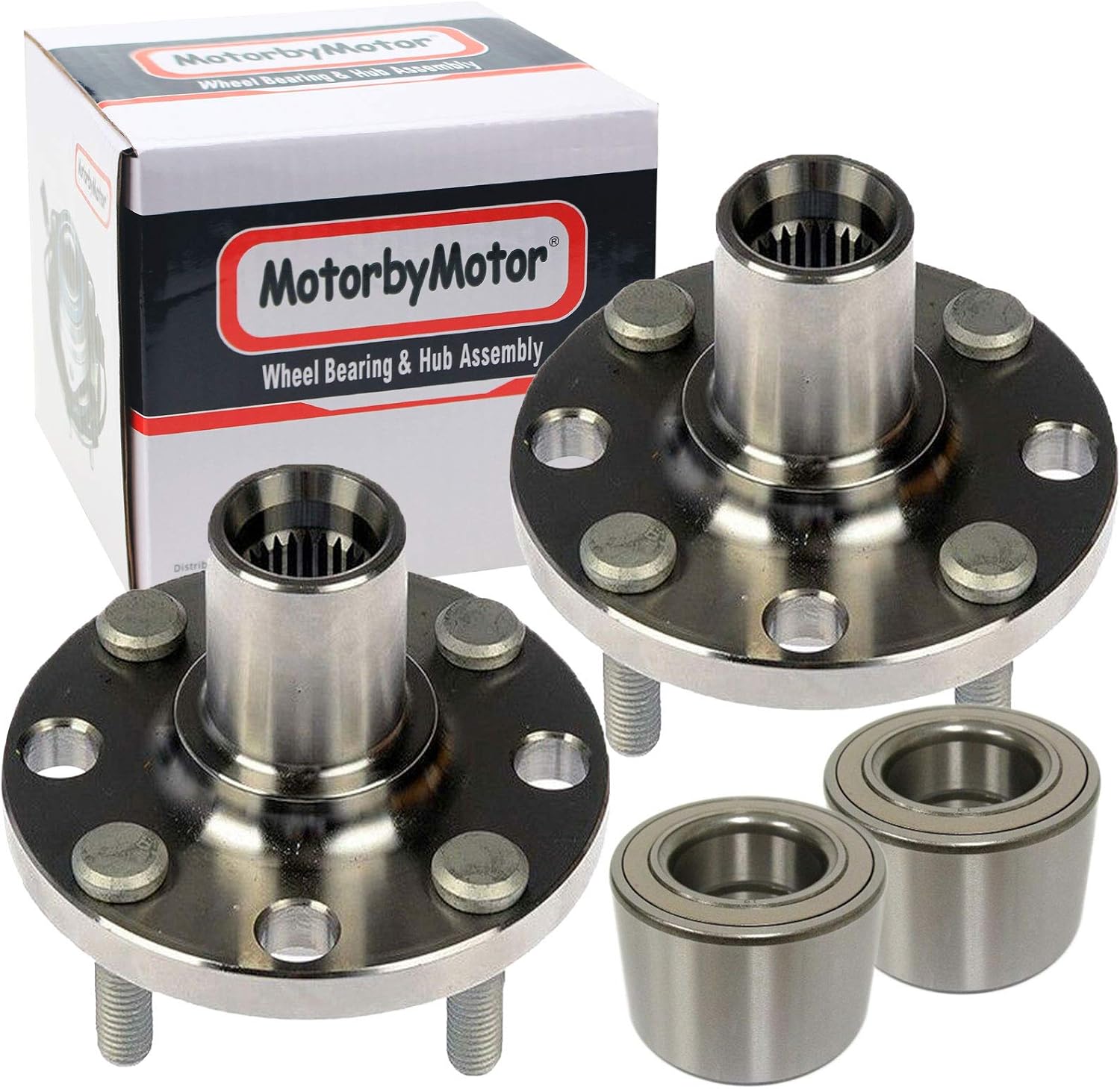 MotorbyMotor 930-406 Front Wheel Bearing and Hub Assembly with 5 Lugs Fits for Pontiac Vibe, Toyota Celica Corolla Matrix Low-Runout OE Directly Replacement Hub Bearing 510070-2PK