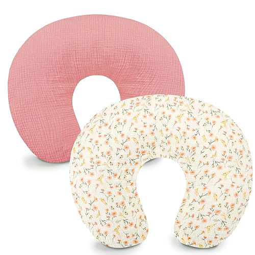 Hooyax Juego de 2 fundas de almohada de muselina de lactancia, suaves y transpirables, fundas de lactancia para almohadas de lactancia, adorable