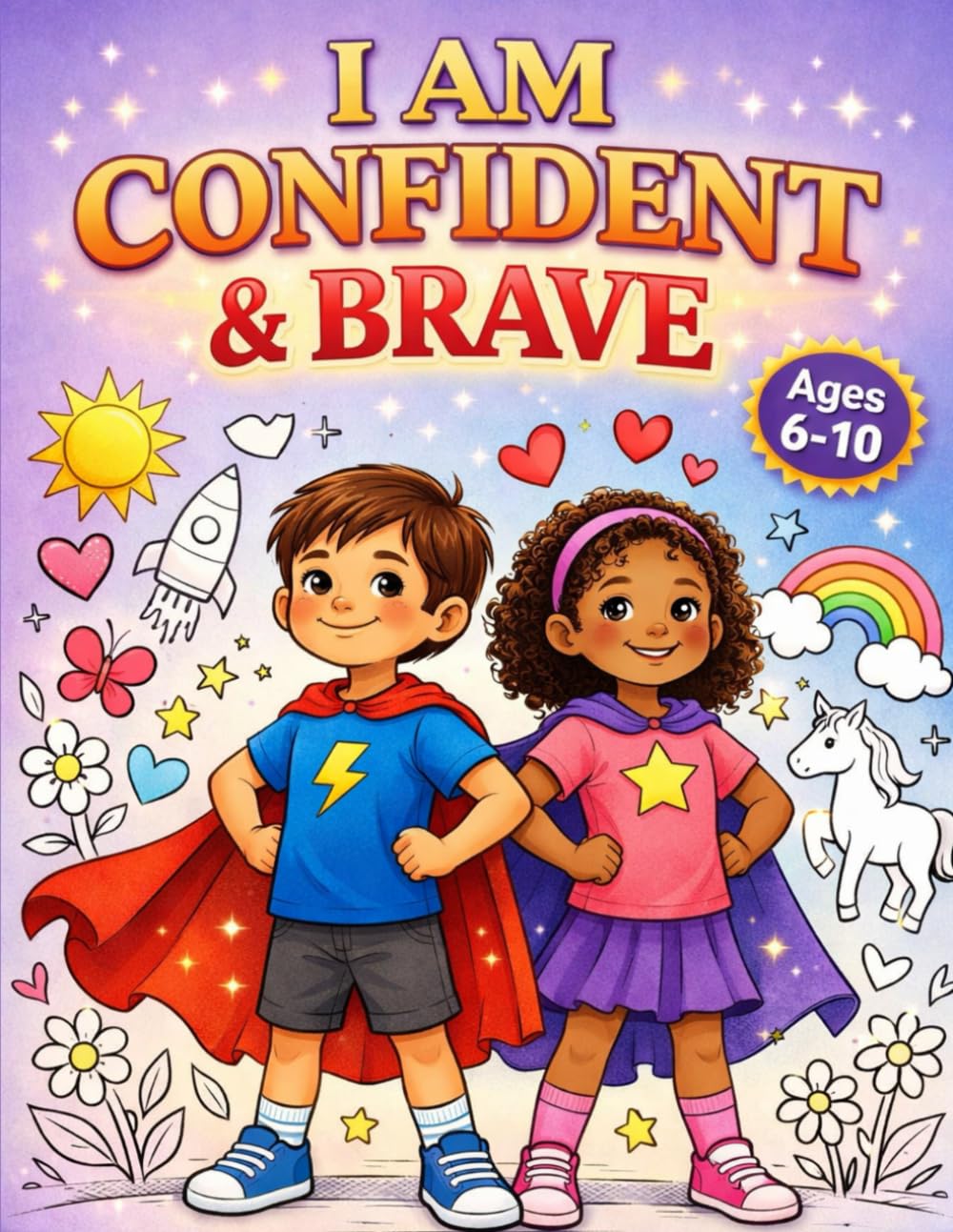 I Am Confident, Brave, and Kind: Affirmations Coloring Book for Kids: 45 Inspiring Positive Affirmations to Build Self-Esteem and Mindful Growth