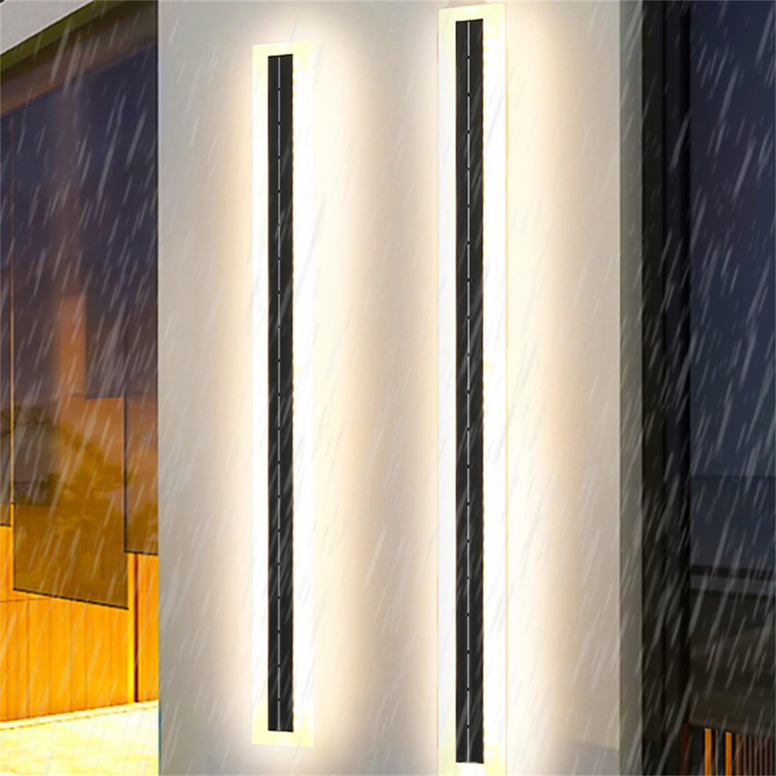 HYJAUSXB Modern Minimalist LED Wall Sconce, Waterproof IP65 Outdoor Solar Light for Ga, Long Strip Design, Acrylic Metal Indoor/Outdoor Lamp, Lighting Fixture