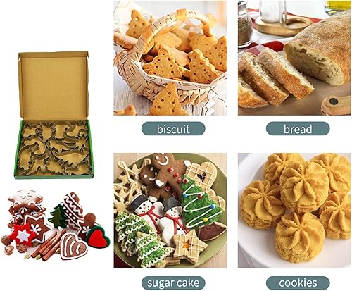 Miniatura 6 de ISZW - Juego de 12 cortadores de galletas de dinosaurio, moldes de acero inoxidable para hornear, moldes de metal para hornear para niños, moldes de