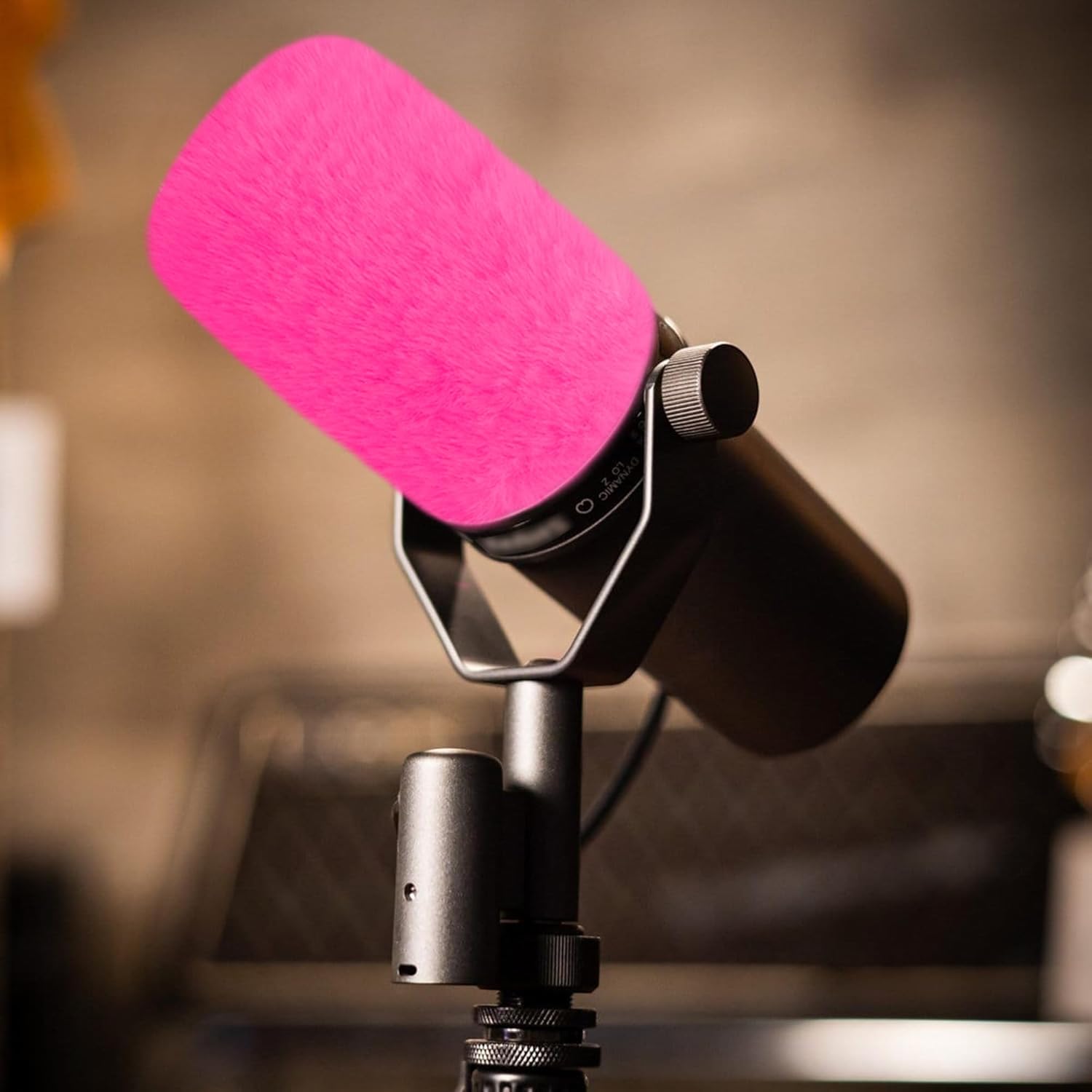 LEFXMOPHY SM7B Windscreen for Shure SM7B SM7dB Vocal Microphone Replacement Pop filter, Hot Pink Furry Wind Muff Deadcat Cover - Image 3
