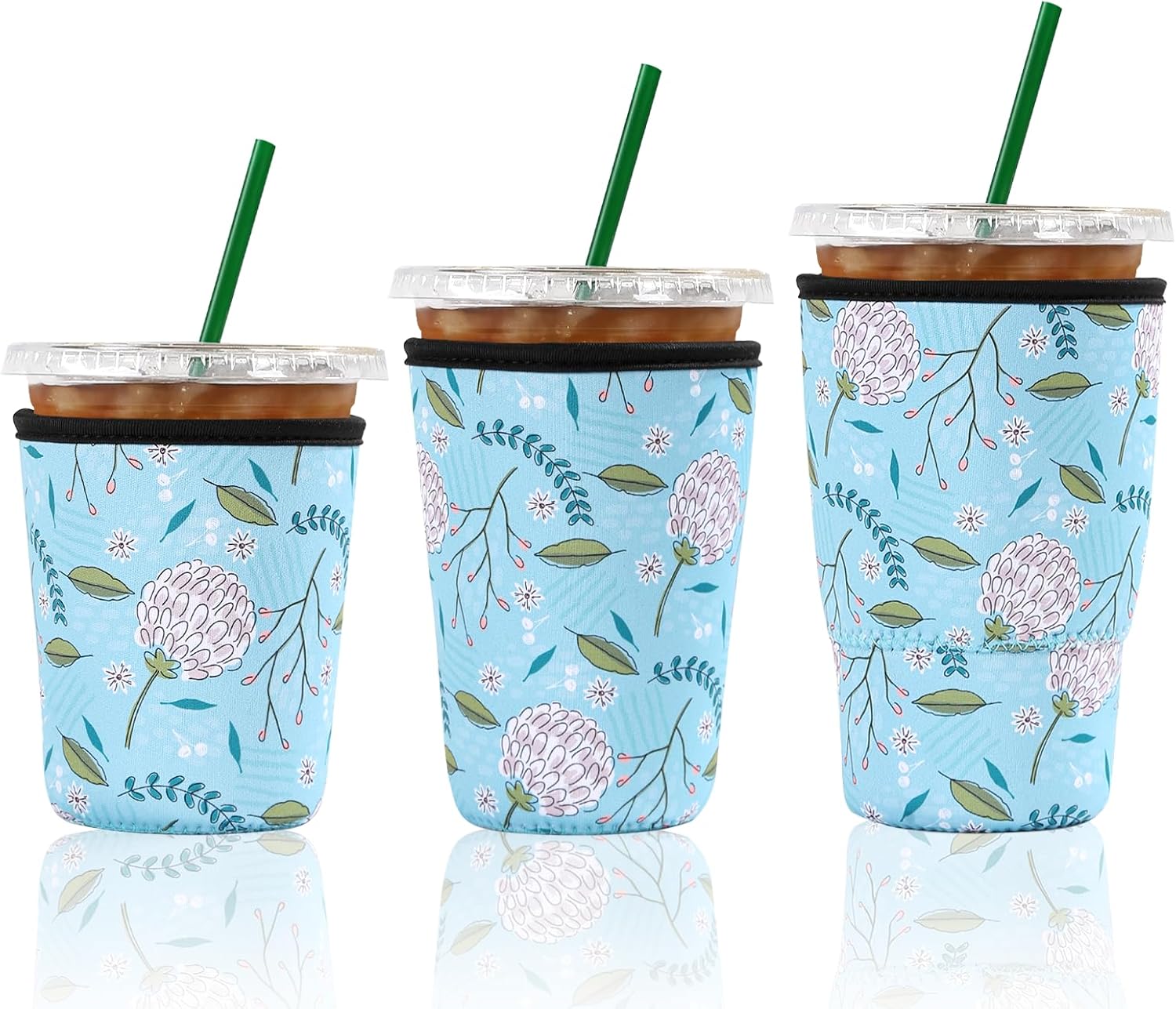 Cobetech Iced Coffee Sleeve Reusable, 3 Pack Neoprene Coffee Cup Sleeves for Cold Drinks, 16 to 32 Oz Insulated Iced Coffee Cup Sleeve, Can Cold Drink Sleeve for Iced Drinks Bar Accessories Essentials