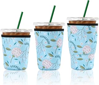 Cobetech Iced Coffee Sleeve Reusable, 3 Pack Neoprene Coffee Cup Sleeves for Cold Drinks, 16 to 32 Oz Insulated Iced Coffee Cup Sleeve, Can Cold Drink Sleeve for Iced Drinks Bar Accessories Essentials