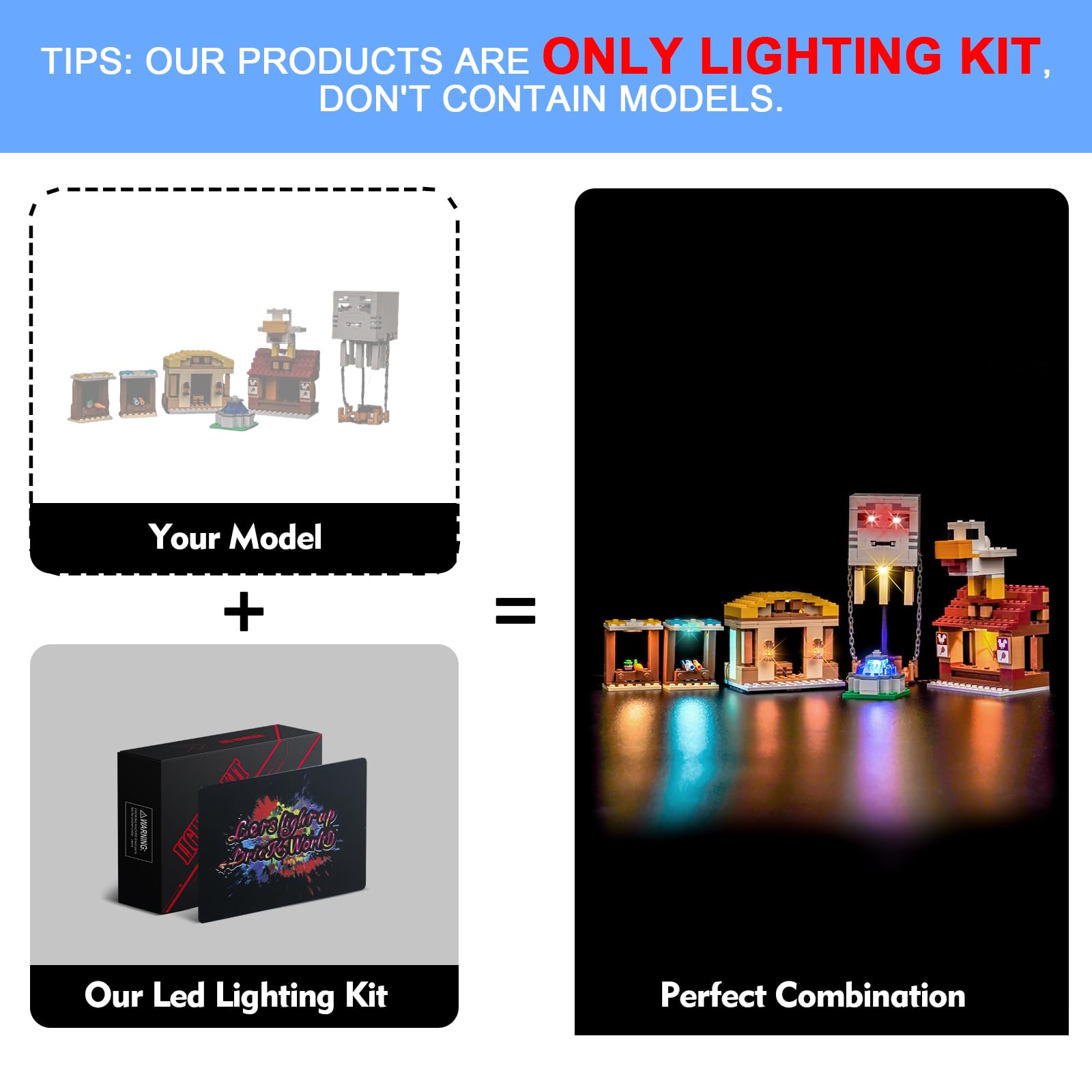 LocoLee Led Light Set Compatible with Lego 21273 The Ghast Balloon Village Attack Led Decoration Lighting Kit Compatible with Lego 21273 Building Blocks Model,Only Lights Set,No Model - Image 3