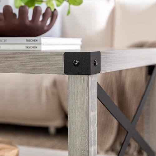 Miniatura 6 de Walker Edison Sedalia Moderna Metal X Mesa de centro, 40 pulgadas, gris de piedra Gris piedra,Roble rústico,Blanco (White Oak),Gris (Grey Wash)