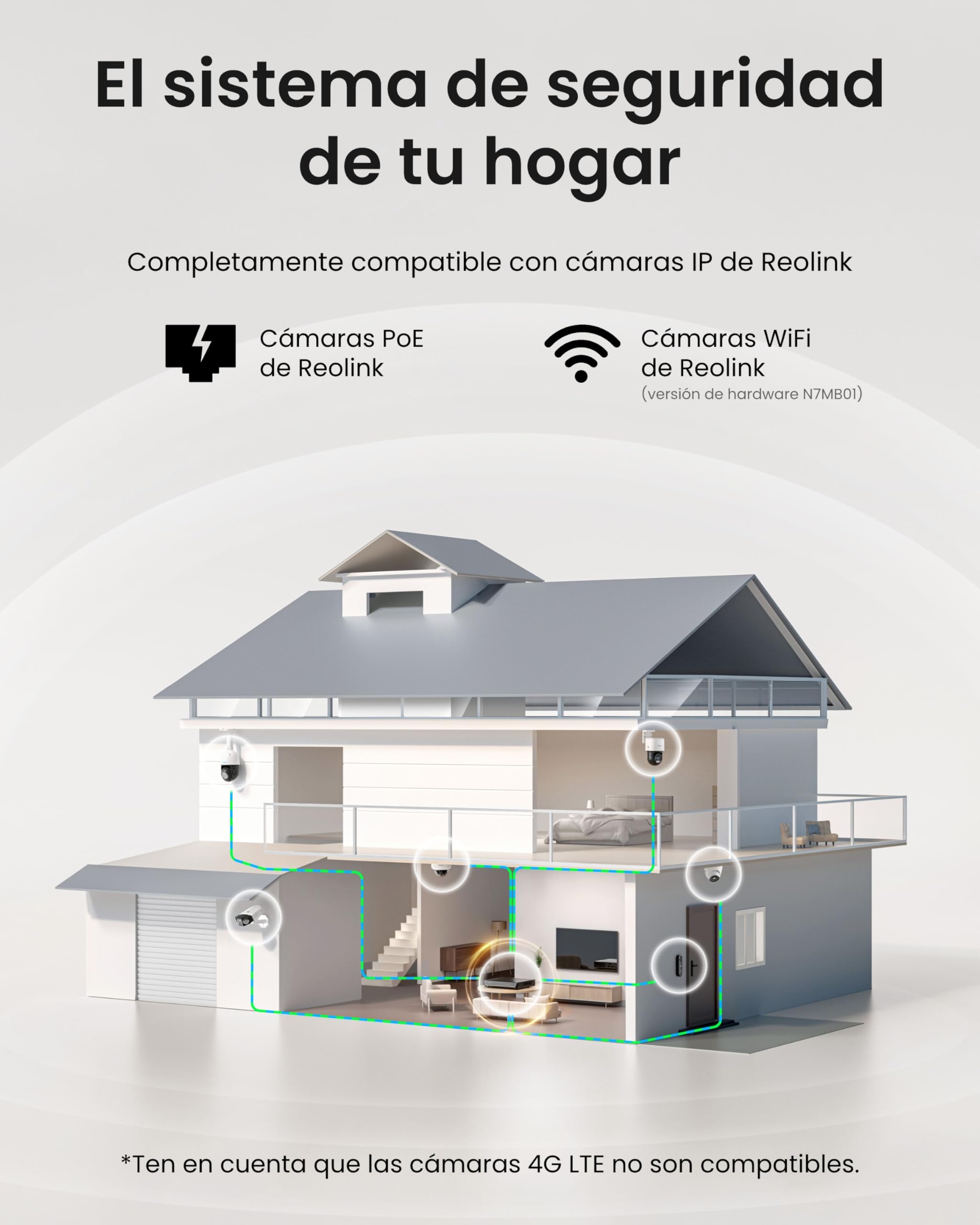 Reolink 4K PoE NVR 8 Canales Sistema de Cámara de Vigilancia IP para Hogar, Grabador de Video en Red, Soporta 16MP/12MP/8MP/5MP/4MP HD, Grabación 24/7, Disco Duro no Incluido, RLN8-410