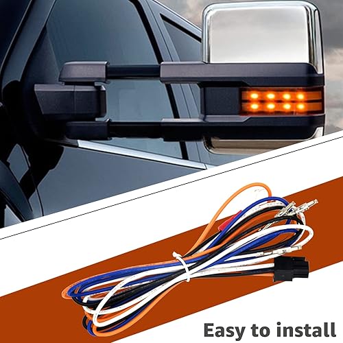Miniatura 3 de Kit de Cableado para Espejos de Remolque Compatible con Chevrolet Chevy Silverado GMC Sierra 1500 2500 HD Sierra Camioneta 2014-2018 Luces de Señal
