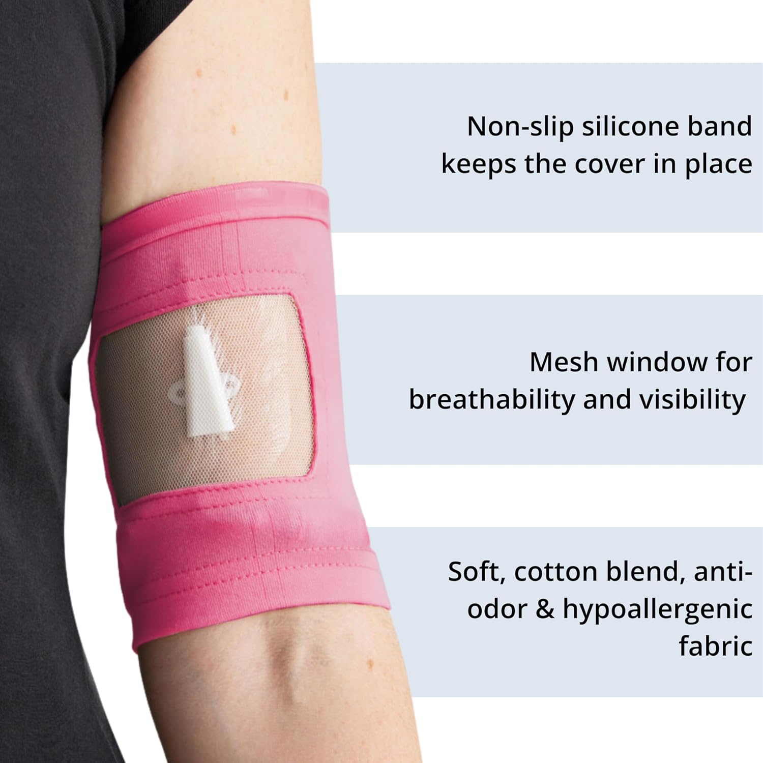 Care+Wear PICC Line Cover – Ultra-Grip PICC Line Sleeve for Upper or Lower Arm with Mesh Viewing Window, Provides Improved Comfort and Security for PICC Line Coverage