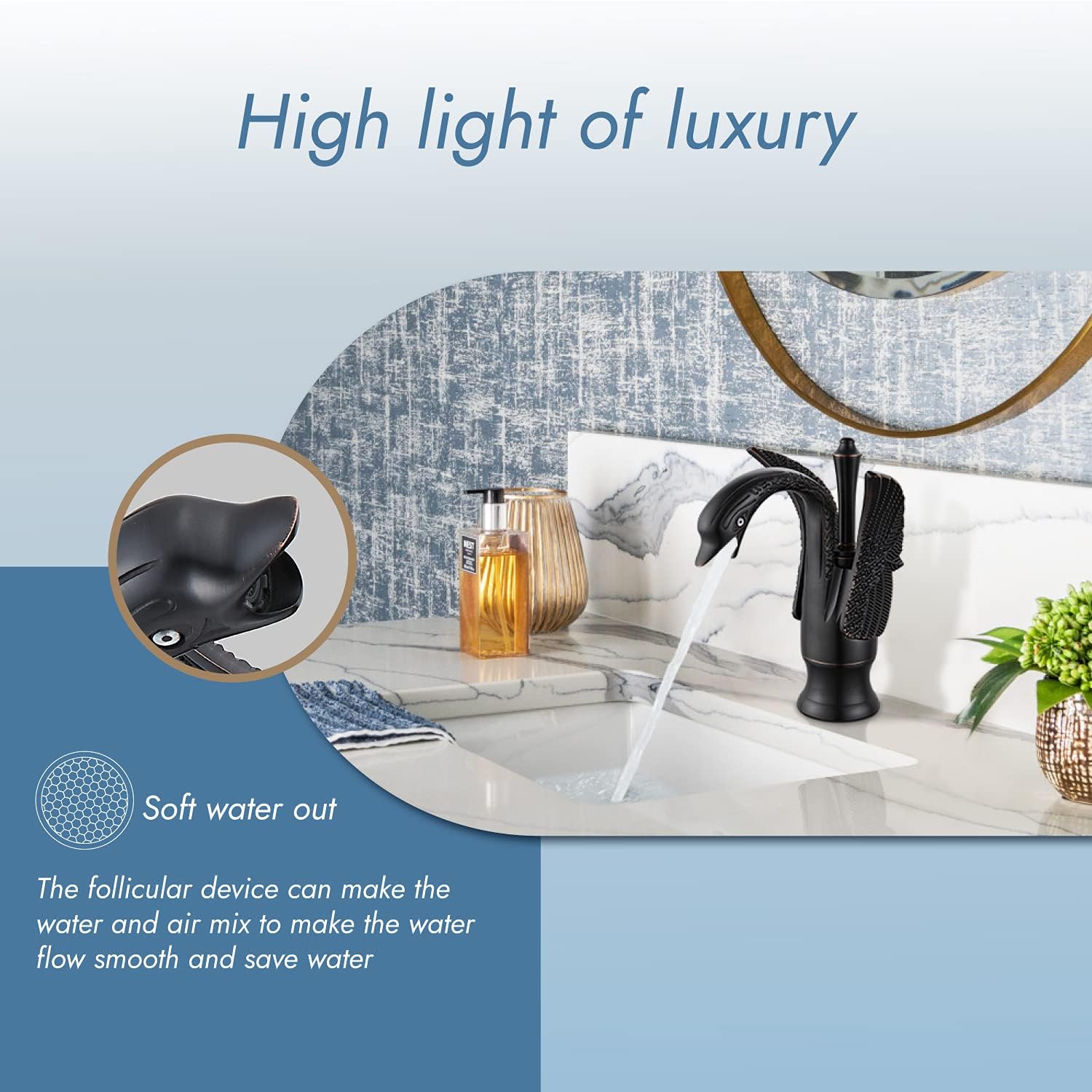 Oil Rubbed Bronze Swan Shaped Single Handle Bathroom Faucet